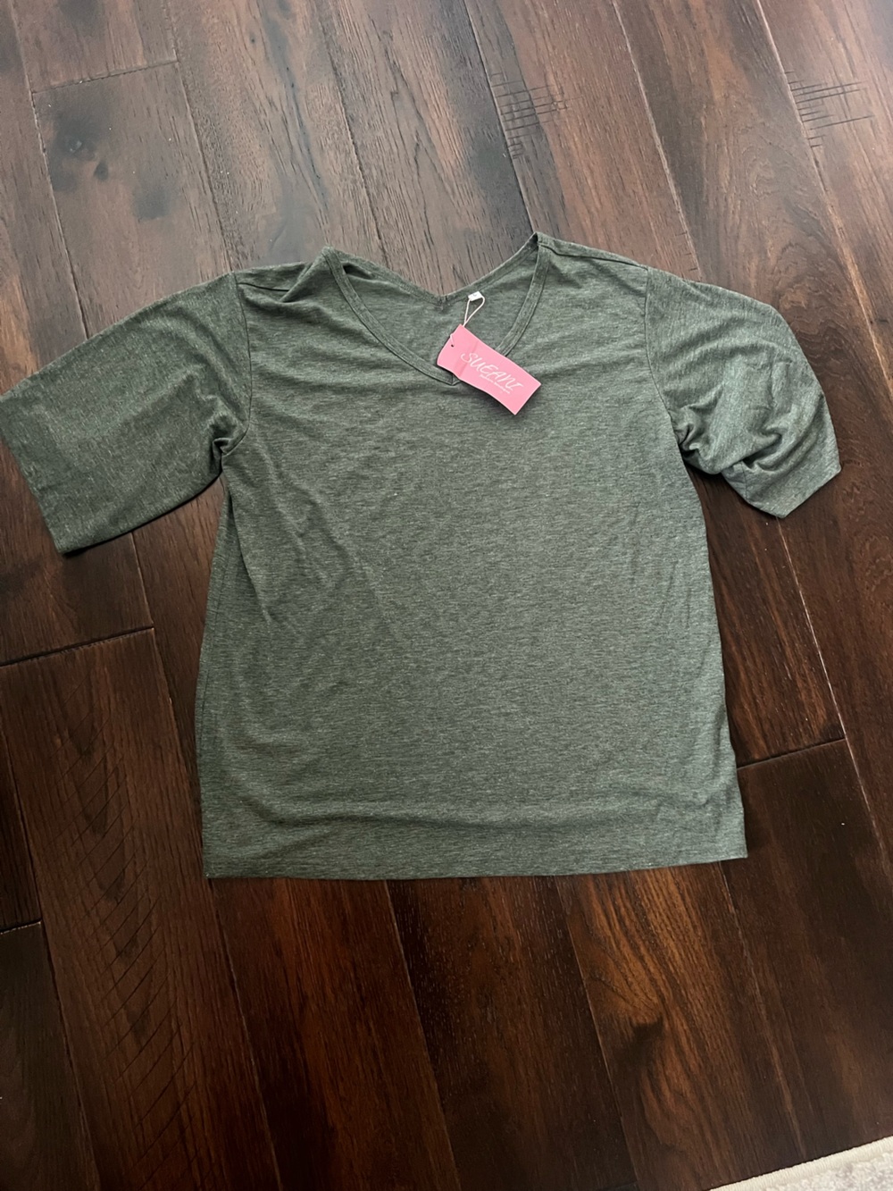 Heather Olive Short Sleeve V-Neck Tee